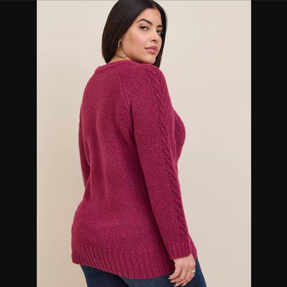 Torrid Cashmere Pullover Sweater 3X 22 24 Vegan Tunic Crew Neck Berry Pink Soft - Picture 6 of 11